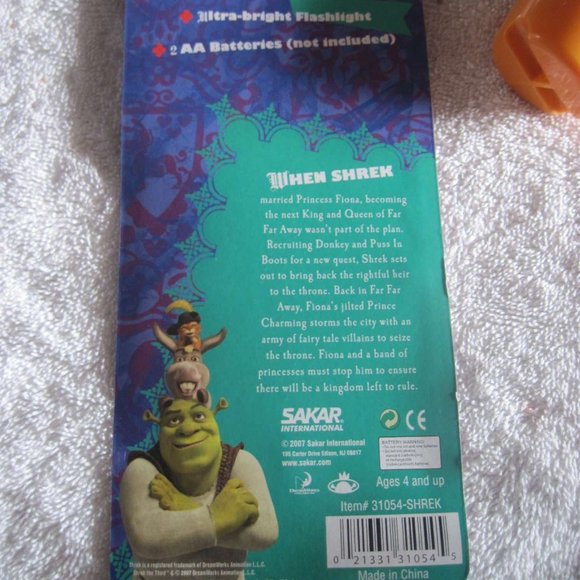 Dreamworks' Shrek Ultra Bright Flashlight Torch Flash Light Orange Green Ogre - Picture 7 of 13
